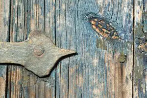 reclaimed wood with door hinge